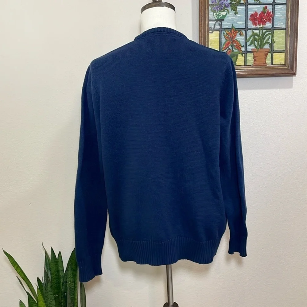 Eddie Bauer Chunky Dad Grandpa Sweater Unisex Men Women Navy Blue Size Large - Picture 4 of 10